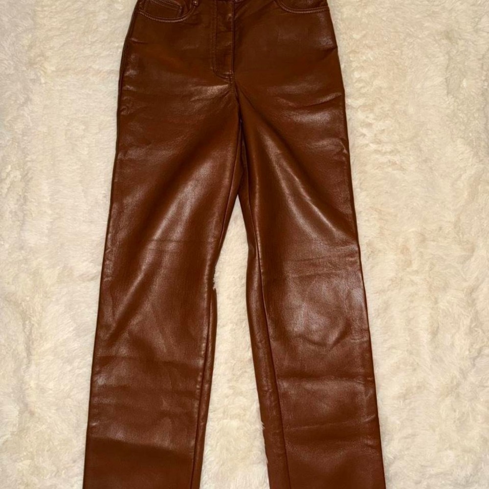 Aritzia Wilfred Melina Faux Leather Cognac Pants‎ Size 2 NWOT
